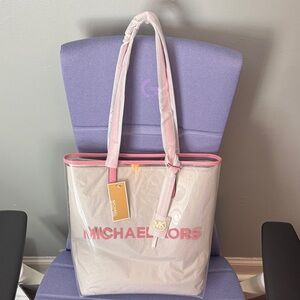 Michael Kors Pink and Cream Logo Tote